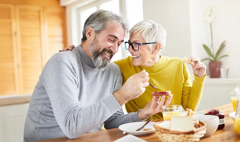 Elderly Couple Enjoying A Snack