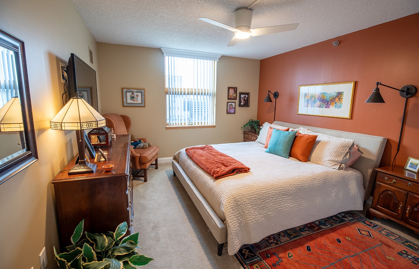 Bedroom With Terracotta Accent Wall