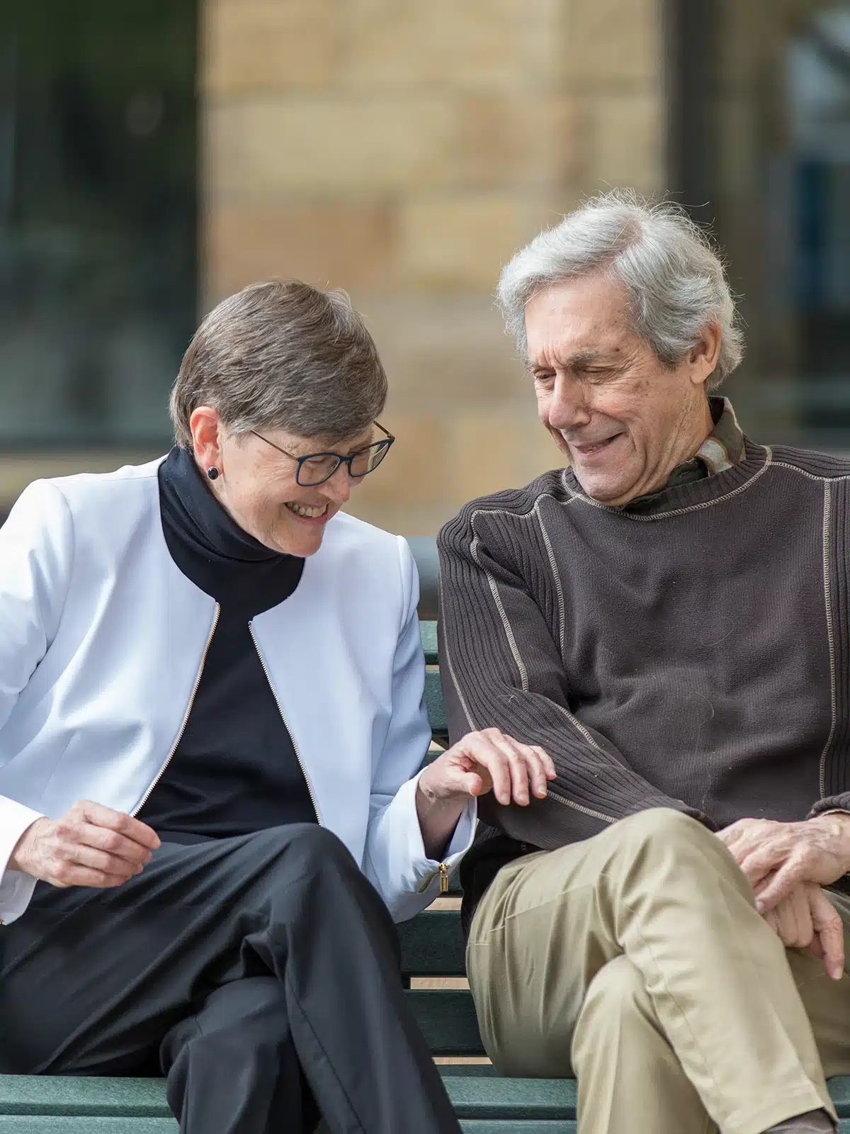 Ch Residents Laughing While Sitting On Bench